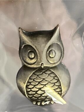 Vintage Pewter Owl Lapel Pin Silver Tone Tack Pin Woodland Nature